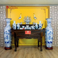 Lộc Bình 1M4 Men Lam Họa Tiết Tứ Linh