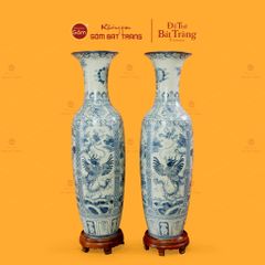 Lộc Bình 1M4 Men Rạn Họa Tiết Tứ Linh