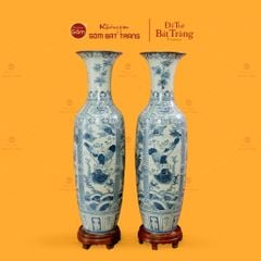 Lộc Bình 1M4 Men Rạn Họa Tiết Tứ Linh