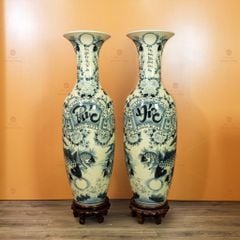 Lộc Bình 1M4 Men Rạn Hanh Vàng Phúc Đức Vẽ Kỹ