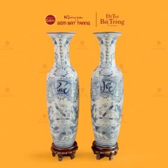 Lộc Bình 1M4 Men Rạn Vẽ Kỹ Họa Tiết Phúc Đức