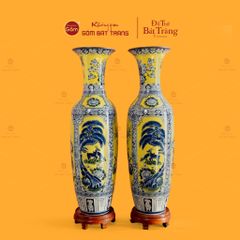 Lộc Bình 1M4 Men Vàng Họa Tiết Tứ Cảnh