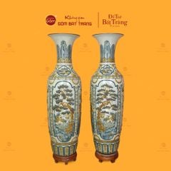 Lộc Bình 1M6 Men Rạn Họa Tiết Tứ Quý Đắp Nổi