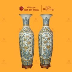 Lộc Bình 1M6 Men Rạn Họa Tiết Tứ Quý Đắp Nổi