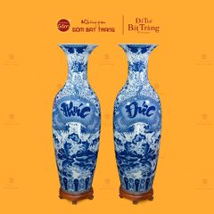 Lộc Bình Men Lam Họa Tiết Phúc Đức