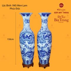 Lộc Bình Men Lam Họa Tiết Phúc Đức