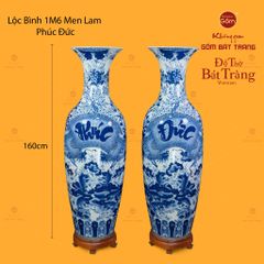 Lộc Bình Men Lam Họa Tiết Phúc Đức