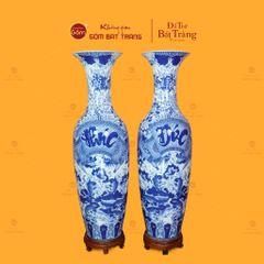 Lộc Bình Men Lam Họa Tiết Phúc Đức