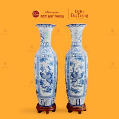 Lộc Bình 1M4 Men Lam Họa Tiết Tứ Linh