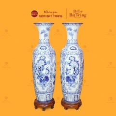 Lộc Bình Men Lam Họa Tiết Tứ Quý