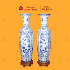 Lộc Bình Men Lam Họa Tiết Tứ Quý