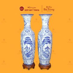 Lộc Bình Men Lam Họa Tiết Tứ Quý