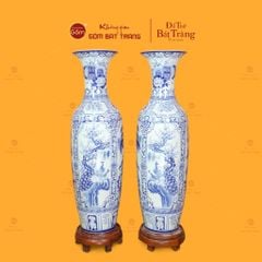 Lộc Bình Men Lam Họa Tiết Tứ Quý