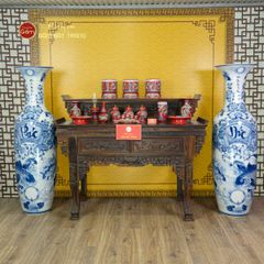 Lộc Bình Men Lam Họa Tiết Phúc Đức Vượng Tài Song Ngư