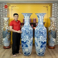 Lộc Bình Men Lam Họa Tiết Phúc Đức Vượng Tài Song Ngư