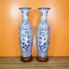 Lộc Bình Men Lam Họa Tiết Tứ Quý