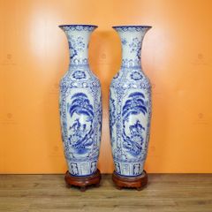 Lộc Bình Men Lam Họa Tiết Tứ Quý