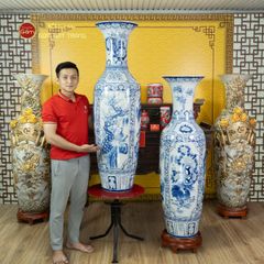 Lộc Bình Men Lam Họa Tiết Tứ Quý