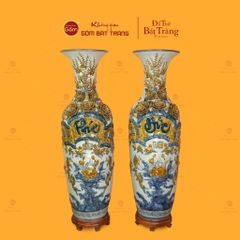 Lộc Bình Men Rạn Họa Tiết Phúc Đức Hoa Sen Đắp Nổi