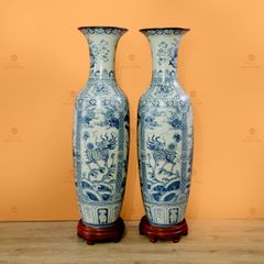 Lộc Bình 1M4 Men Rạn Họa Tiết Tứ Linh