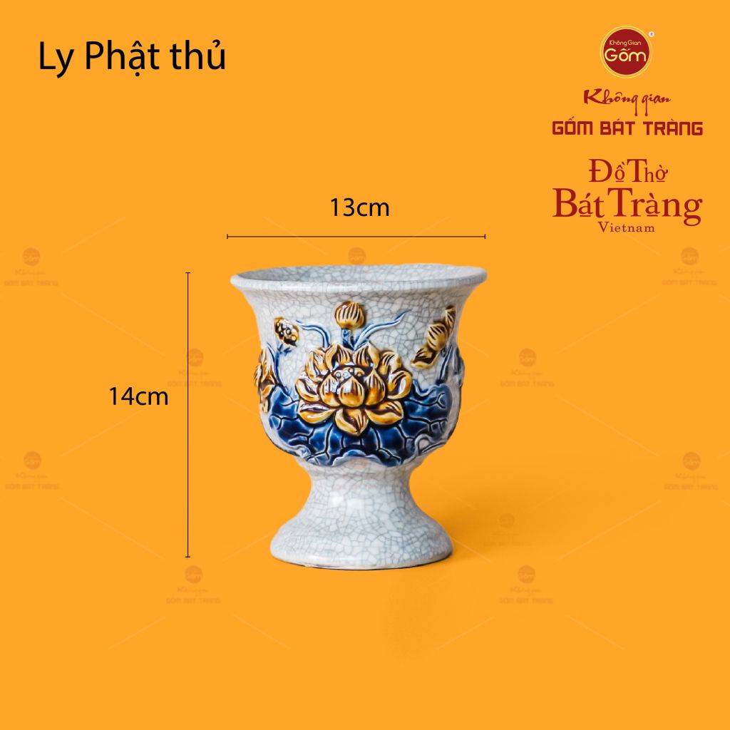 Ly Phật Thủ Men Rạn Họa Tiết Hoa Sen