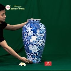 Mai Bình Cửu Ngư Chầu Nguyệt Lam Ngọc Bình An