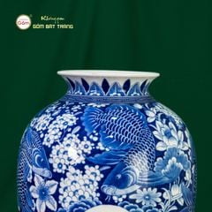 Mai Bình Cửu Ngư Chầu Nguyệt Lam Ngọc Bình An