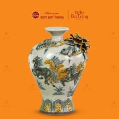 Mai Bình Men Rạn Đắp Nổi Họa Tiết Bát Mã