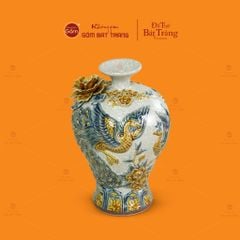 Mai Bình Men Rạn Đắp Nổi Họa Tiết Công Đào