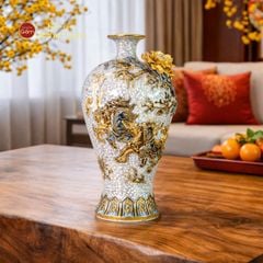 Mai Bình Men Rạn Đắp Nổi Vẽ Vàng Mã Đáo Thành Công