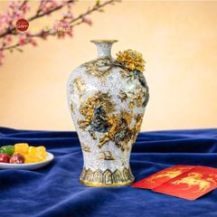 Mai Bình Men Rạn Đắp Nổi Vẽ Vàng Mã Đáo Thành Công