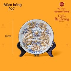 Mâm Bồng Long Phụng Trình Tường Men Rạn Vẽ Vàng