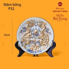 Mâm Bồng Long Phụng Trình Tường Men Rạn Vẽ Vàng