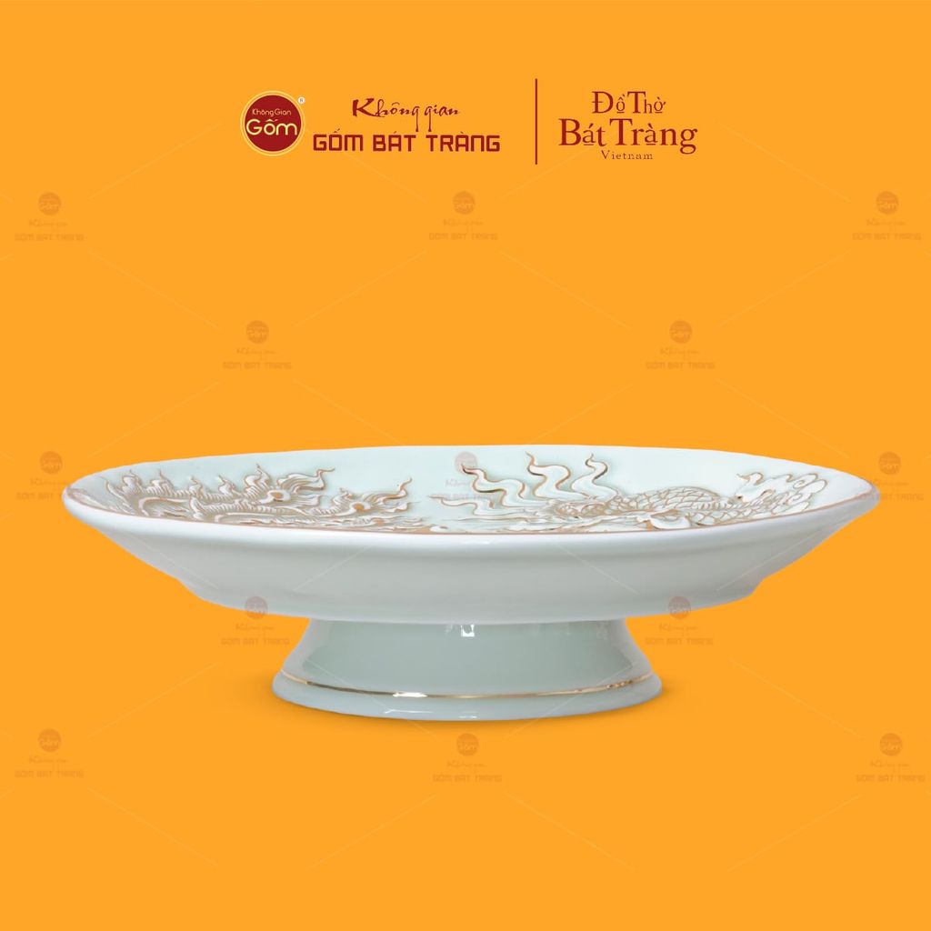 Mâm Bồng Men Ngọc Hoàng Tộc Long Phụng Trình Tường Vẽ Vàng