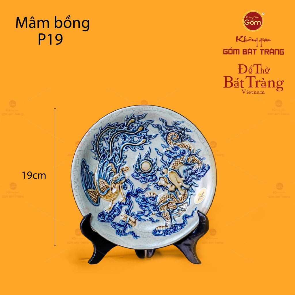 Mâm Bồng Men Rạn Họa Tiết Long Phụng Trình Tường