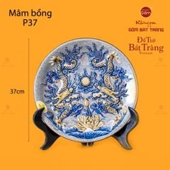 Mâm Bồng Men Rạn Họa Tiết Song Long