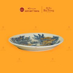 Mâm Bồng Thờ Men Hoàng Thổ Họa Tiết Long Phụng Trình Tường