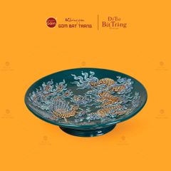 Mâm Bồng Thờ Men Lục Họa Tiết Long Phụng Trình Tường