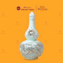 Nậm Rượu Men Ngọc Hoàng Tộc Kim Long Chầu Nhật Vẽ Vàng