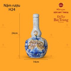 Nậm Rượu Thờ Hai Bầu Men Rạn Họa Tiết Hoa Sen