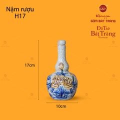 Nậm Rượu Thờ Hai Bầu Men Rạn Họa Tiết Hoa Sen
