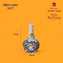 Nậm Rượu Thờ Hai Bầu Men Rạn Họa Tiết Rồng Chầu Nhật