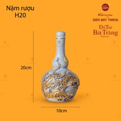 Nậm Rượu Thờ Kim Long Chầu Nhật Men Rạn Vẽ Vàng
