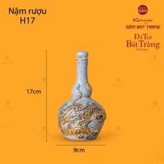 Nậm Rượu Thờ Kim Long Chầu Nhật Men Rạn Vẽ Vàng