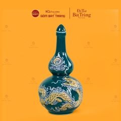 Nậm Rượu Thờ Men Lục Họa Tiết Kim Long Chầu Nhật