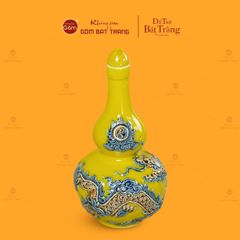 Nậm Rượu Thờ Men Vàng Họa Tiết Kim Long Chầu Nhật