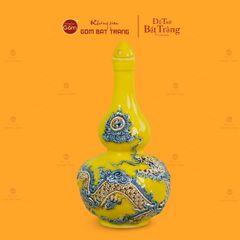 Nậm Rượu Thờ Men Vàng Họa Tiết Kim Long Chầu Nhật