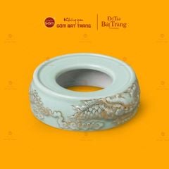 Đế Bát Hương Men Ngọc Hoàng Tộc Song Long Chầu Nguyệt Vẽ Vàng