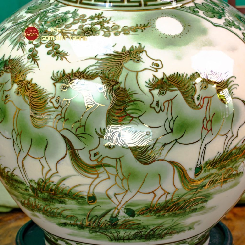 Tỏi Bình Huỳnh Bảo Vẽ Vàng Tài Lộc Thuận Buồm Xuôi Gió Mã Đáo Thành Công