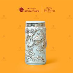 Ống Hương Thờ Men Ngọc Hoàng Tộc Cá Chép Hóa Rồng Vẽ Vàng